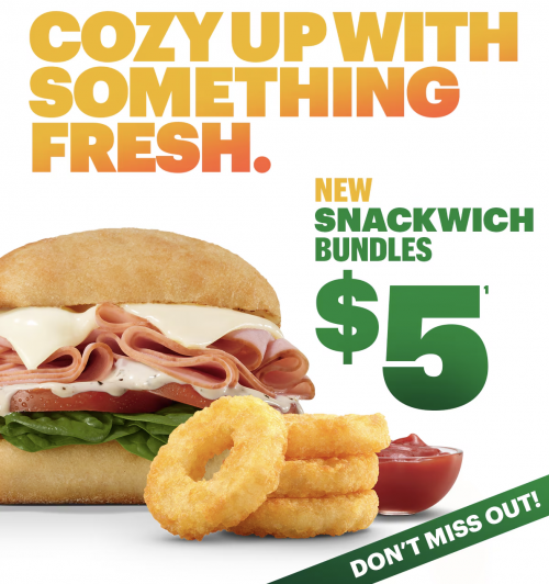 SUBWAY Restaurants Canada Promotions: Enjoy $5 Snackwich Bundle!